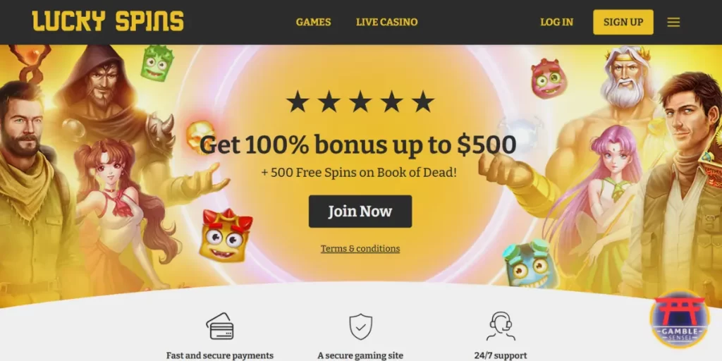 Lucky Spins Casino homepage