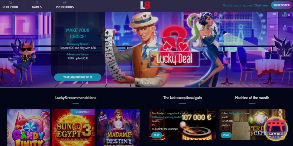 Lucky8 casino homepage